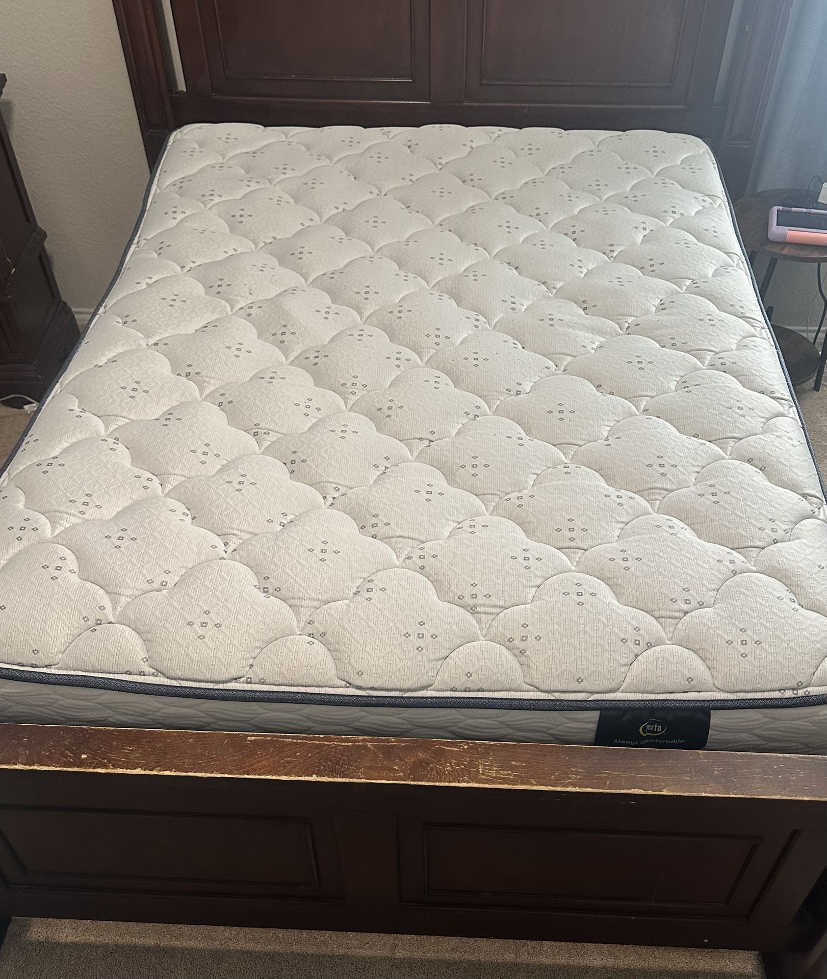 Queen Mattres, Queen Bed, Chest, Dresser And Mirror