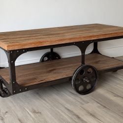 Rustic Industrial Coffee Table – Wood & Metal