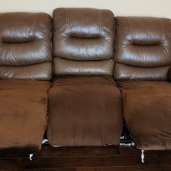 Ashley Luxury Leather Reclining Sofa