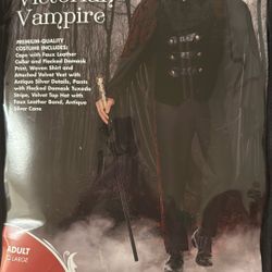 Adult Victorian Vampire Halloween costume With Cane Used Once