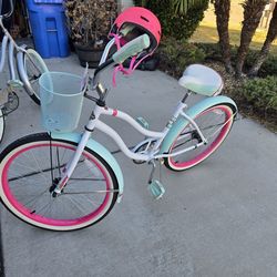 Huffy 24” Summerland Cruiser Bike – Teal & Pink – Like New – Includes Helmet & Basket