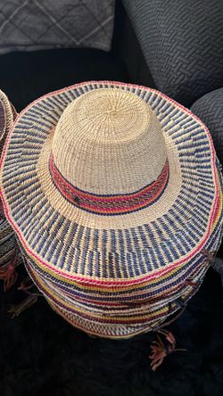 Lot of 2 Doll Woven Straw Hats w/ Chin Ties, Multicolor 50 Hats