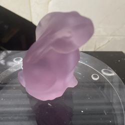 Vintage Pink Satin Glass Bunny Figurine 2.75”