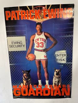 Vintage 1980s Patrick Ewing  New York Knicks Madison square guardian poster