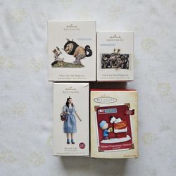 Hallmark Ornaments Wizard Of Oz Dorothy Gale 2007$15,Peanuts 2004$15,Where The Wild Things Are 2008-2009 Both $20 Each Open Box New 