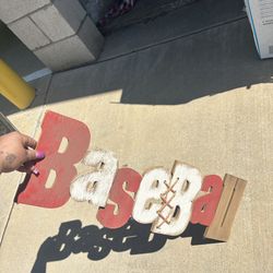 Baseball wooden sign