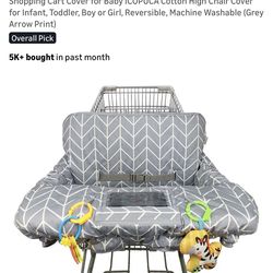 Shopping Cart Cover for Baby ICOPUCA Cotton High Chair Cover for Infant, Toddler, Boy or Girl, Reversible, Machine Washable (Grey Arrow Print)