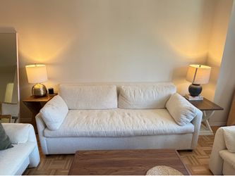 Sleeper Sofa Cream Performance Fabric Pull out Bed