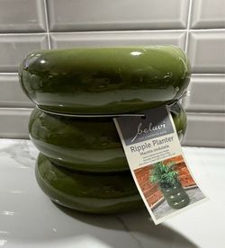 New olive green ripple bubble ceramic planter plant pot