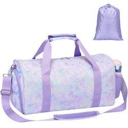 Duffel Bags for Kids - Girls Dance Ballet Bag Waterproof Sports Gymnastics Bag for Girls Kids Sleepover Duffel Bag with Shoe Compartment and Dry Wet S
