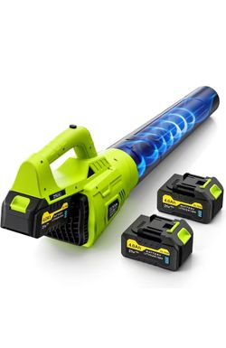 Leaf Blower Cordless, 21V Powerful Electric Leaf Blower with 2 * 4.0Ah Batteries & Fast Charger, 2-Speed Power Settings, Battery Powered Blowers for L