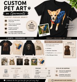 🐾 Custom Pet Portrait T-Shirts • Hoodies • Crewnecks 🐾