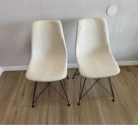 White Faux Leather Chairs Set of 2