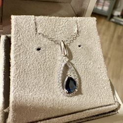 Genuine Sapphire And Diamond Necklace