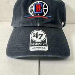 NWT  Los Angeles Clippers ‘ 47 Clean Up  Hat Cap  Thick Embroidered  Adjustable Buckle Strap  Black 