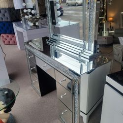 Mirrored Vanity  &  Mirror with LED Lights