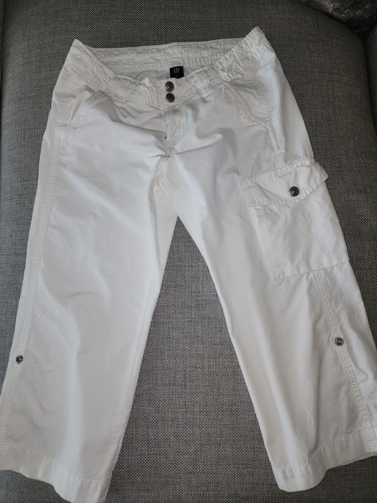 Gap White Cargo Pants/Shorts 100%Cotton-Sz 2