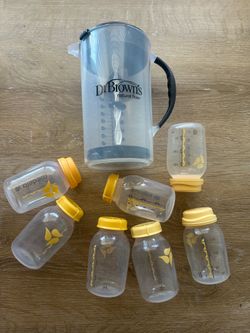Dr. Brown's Formula Mixing Pitcher and Medela Breast Milk Storage Bottles