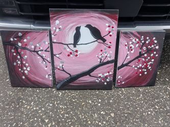 3-Piece Birds on Branch Canvas Painting Set