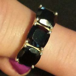 Thai Black Spinel 3 Stone Ring (Size 5)