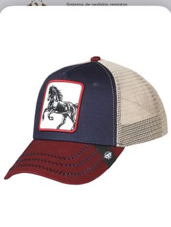 Stallion Patch Trucker Hat – Navy & Burgundy Mesh Snapback