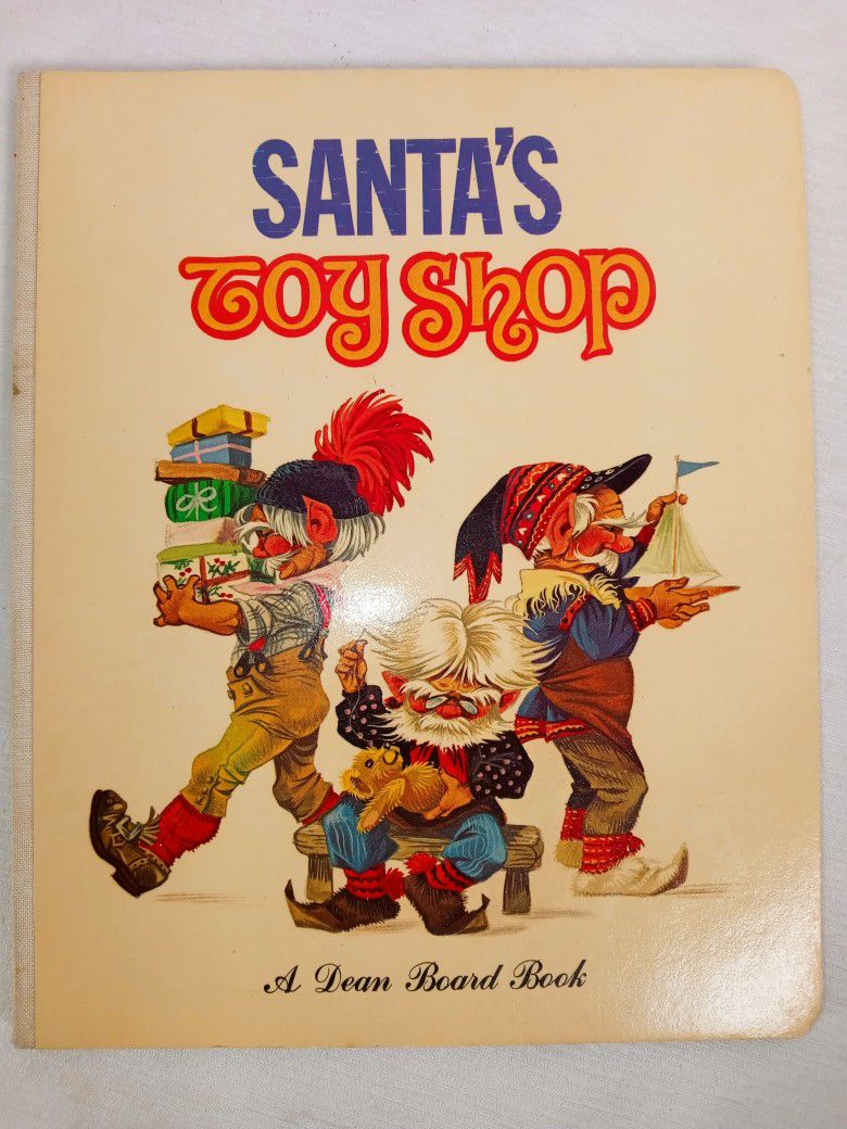Vtg HTF Childrens Dean Board Book SANTA'S TOY SHOP 1(contact info removed) Christmas Holiday