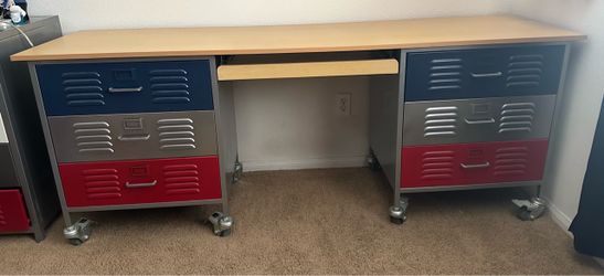 Pottery Barn Style Locker Desk with 6 drawers