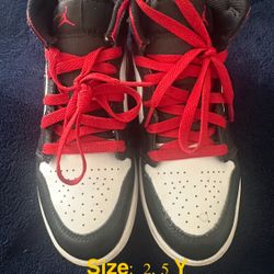 Jordan 1s Mid Red, Black And White