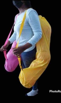Large Crossbody Duffel Bag Yellow and Pink