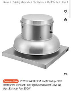 Vevor hood fan 2400 CFM