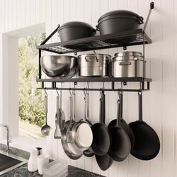 30-Inch Kitchen Pot Rack - Mounted Hanging Rack for Kitchen Storage