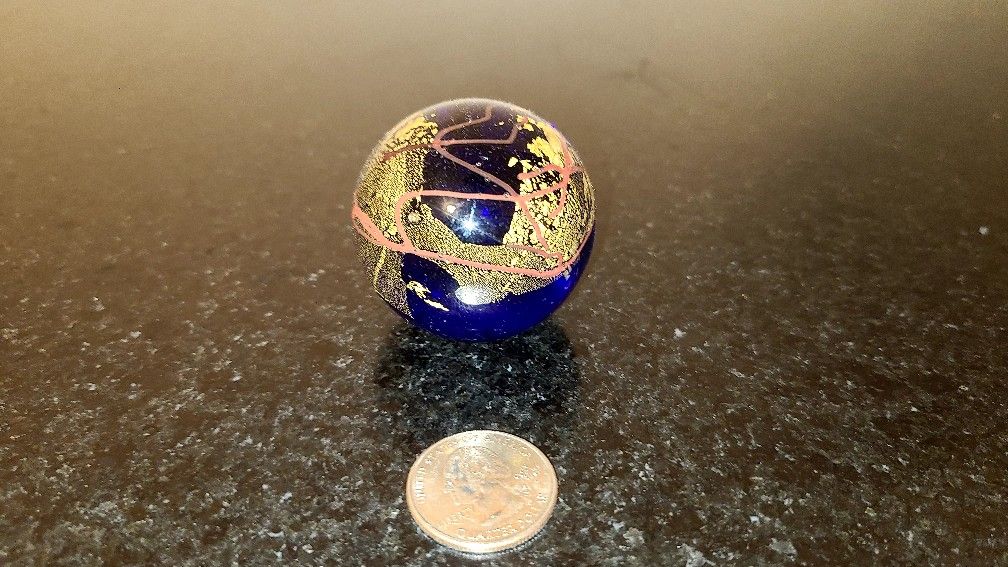 Vintage GES Art Glass Paperweight – Blue & Gold – Eye Studio Original
