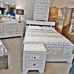 5 Pieces white color king or queen bedroom set