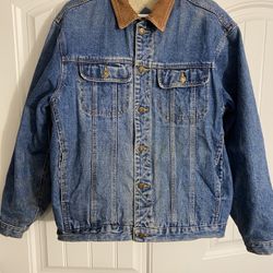 Vintage High Noon Men’s Medium / Reg Blue Denim Sherpa Lined Corduroy Collar Jean Jacket Coat