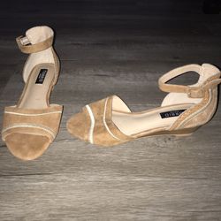 New Brown Suede Wedge Sandals sz 8