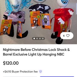 Nightmare Before Christmas Lock Shock & Barrel Exclusive Light Up Hanging NBC