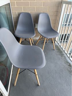 3 Modern Dining Chairs – Gray