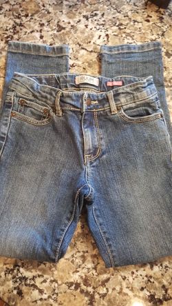 Blue Jeans Straight Legged and Adj Waist - Size 7 Girl