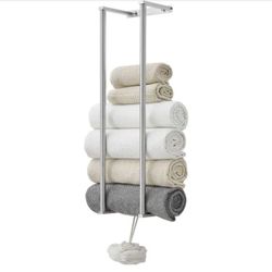 Towel Rack with 2-Towel Bars Wall Mount Holder, Bathroom Organizer for Bathroom Hooks in Brushed Nickel