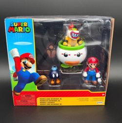 Super Mario Mario & Bowser Jr Clown Car Diorama Set Jakks 2.5in Figures NIB