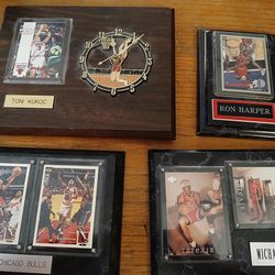 Chicago Bulls 90s Trading Cards Lot Mint Condition  in Custom Plaques $100 OBO Or Trades For Music Gear