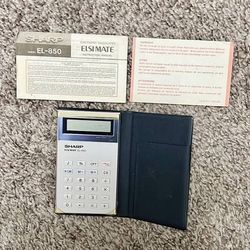 Vintage Antique Collectible Sharp Elsi Mate El-850 Pocket Electronic Calculator With Instruction Manual Included