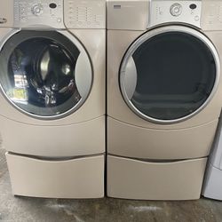 Kenmore Elite Front Load Washer And Gas Dryer With Pedestals 