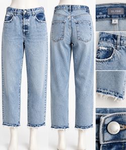 DL1961 DL Vintage Women’s Jeans 31 Light Wash Loose Fit Raw Hem Cropped