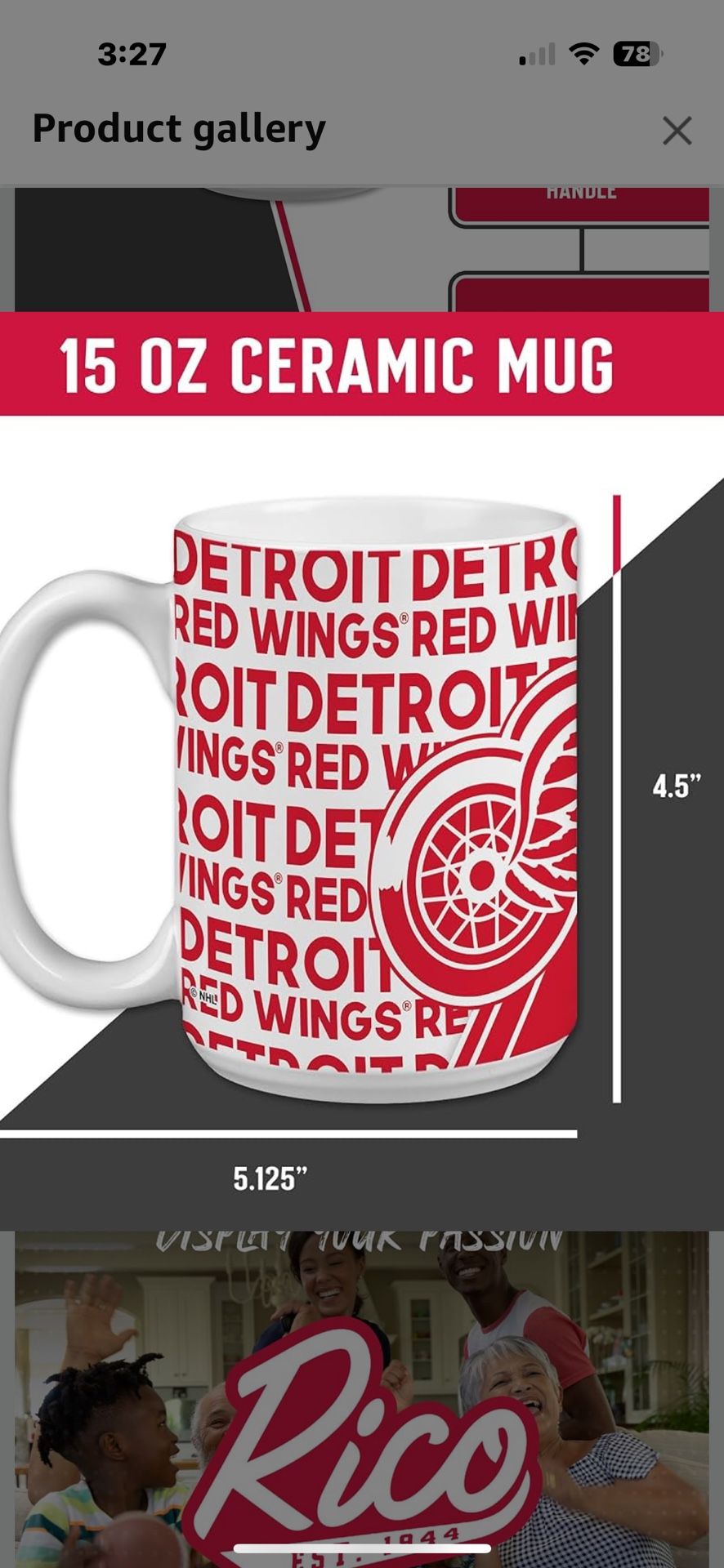 NHL Detroit Red Wings 15 Ounce Coffee Mug