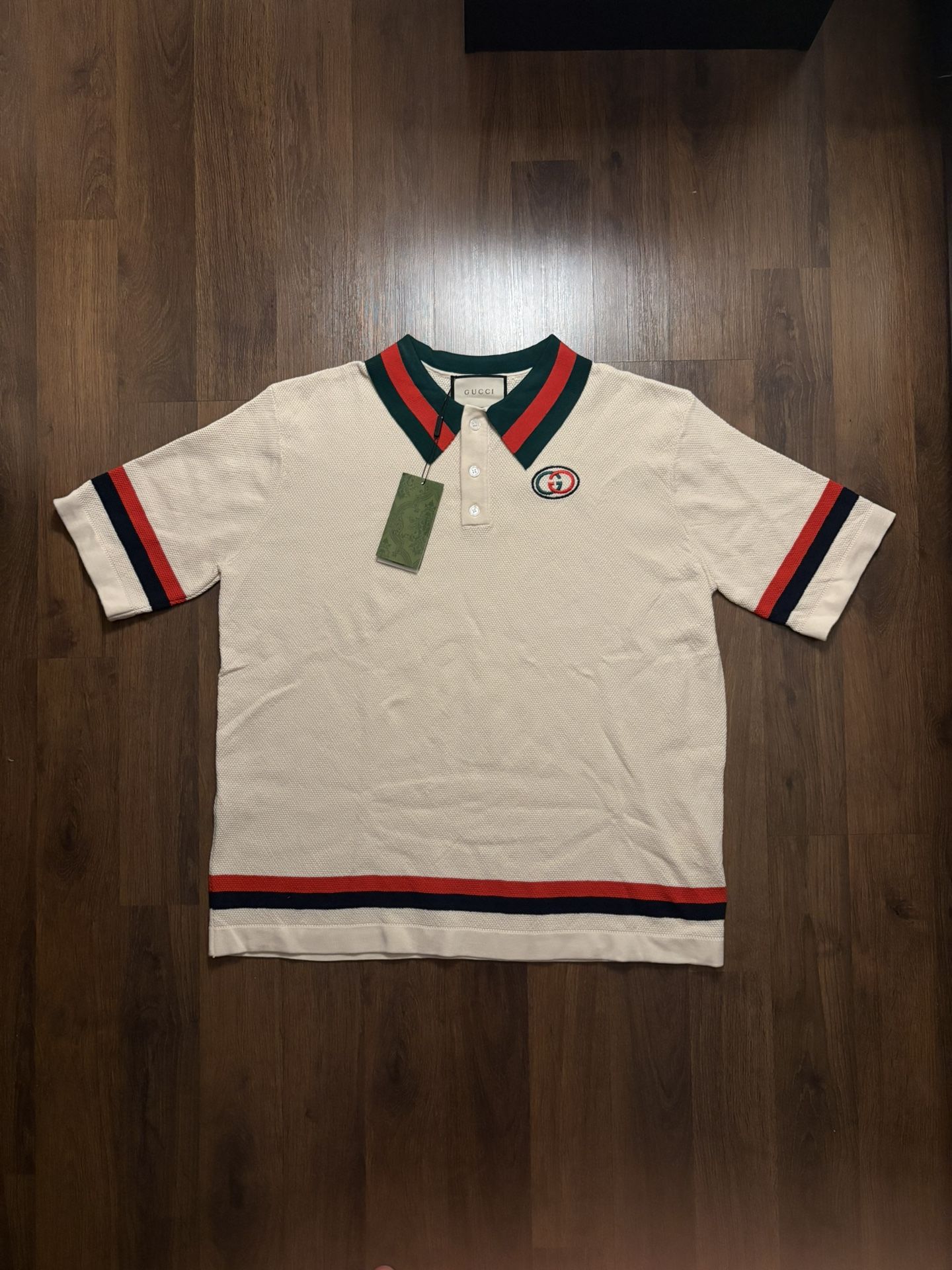 Gucci Off-White Patch Polo Men’s Size Large WITH TAGS AND RECEIPT