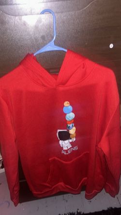 Red Aliens Astronaut Graphic Hoodie