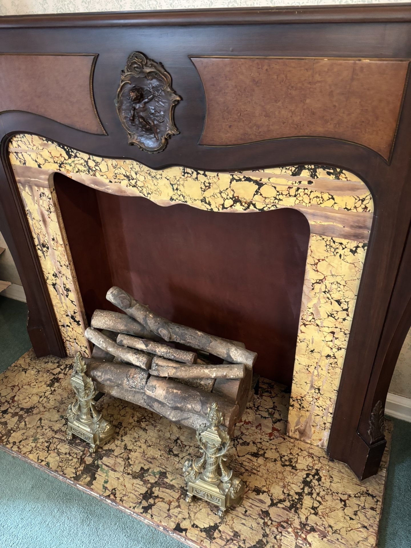 Original Art Deco Nouveau Faux Fireplace , Very Cool !