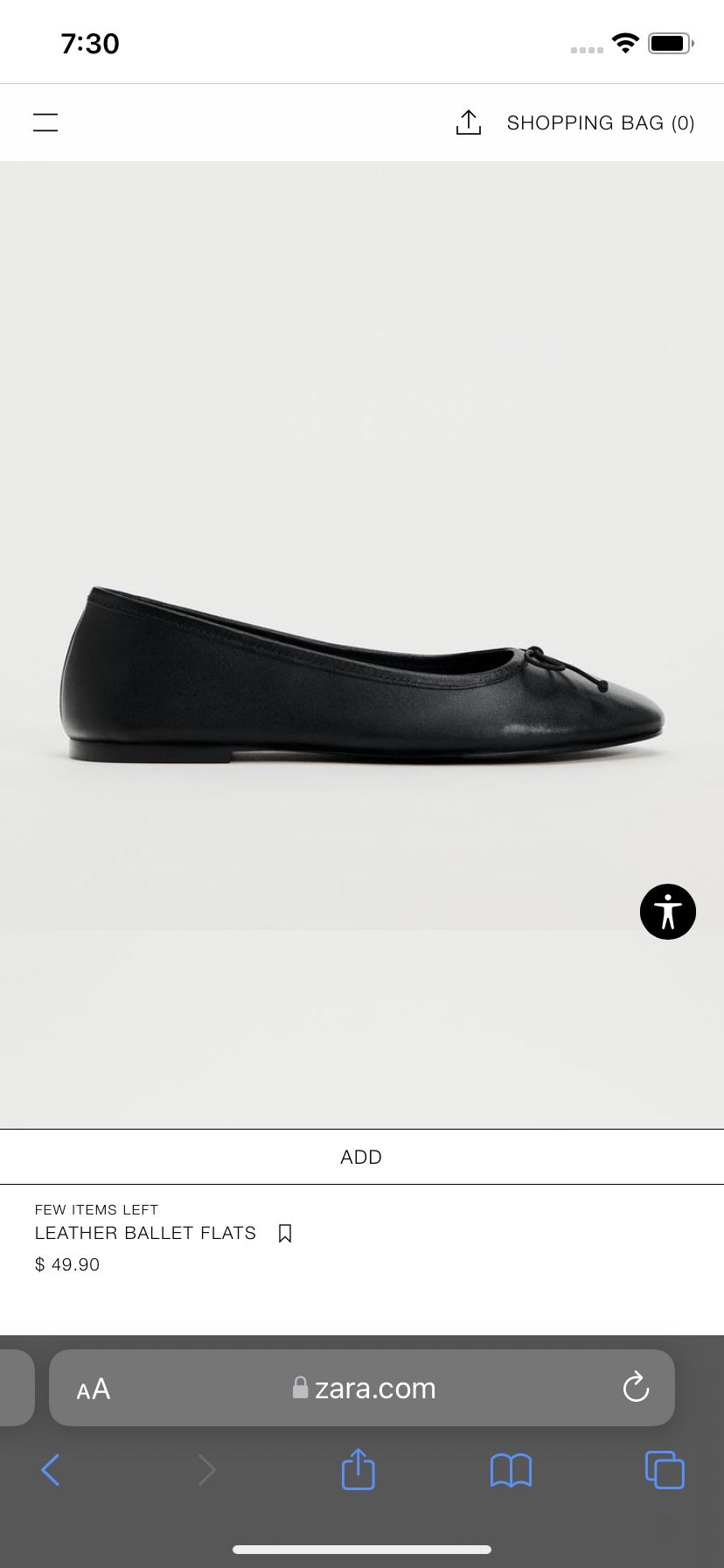 Adorable ZARA Black Patent Leather Ballet Flats 