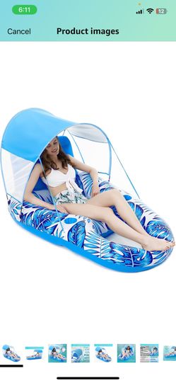 Jasonwell Pool Floats with Canopy - Inflatable Pool Float Adult Lounger Floaties Raft Floating Chair for Swimming Pool Lake Water Lounge Float with Cu